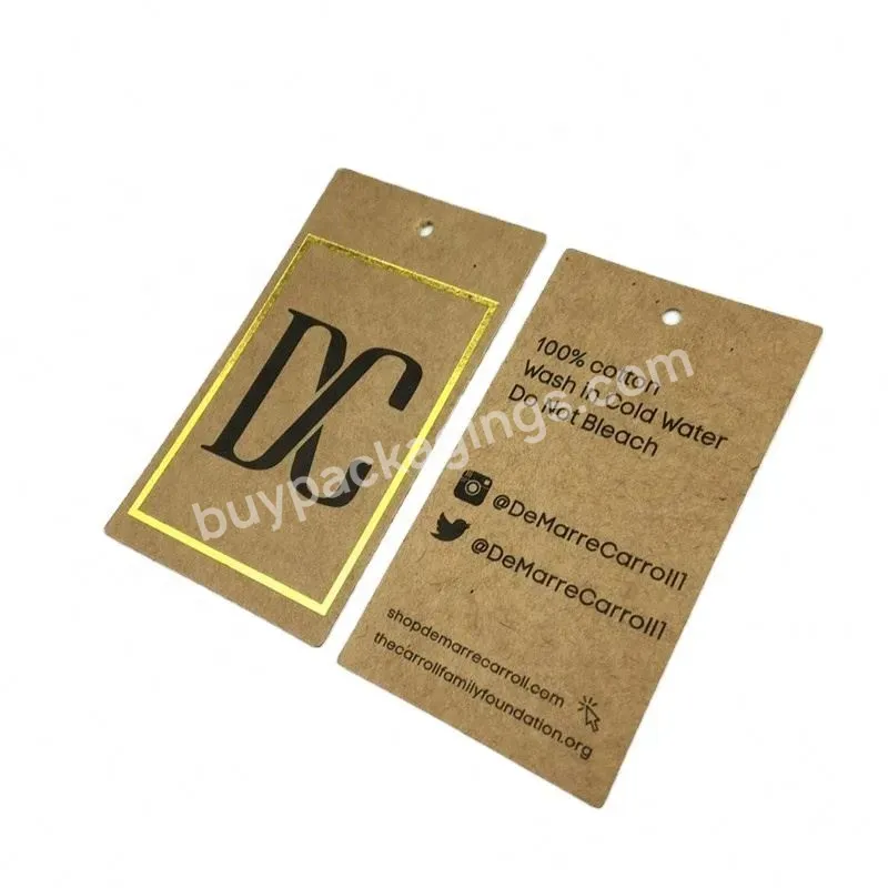 Wholesale Printed Custom Kraft Foil Clothing Recycled Luxury Jeans Paper Hang Tag