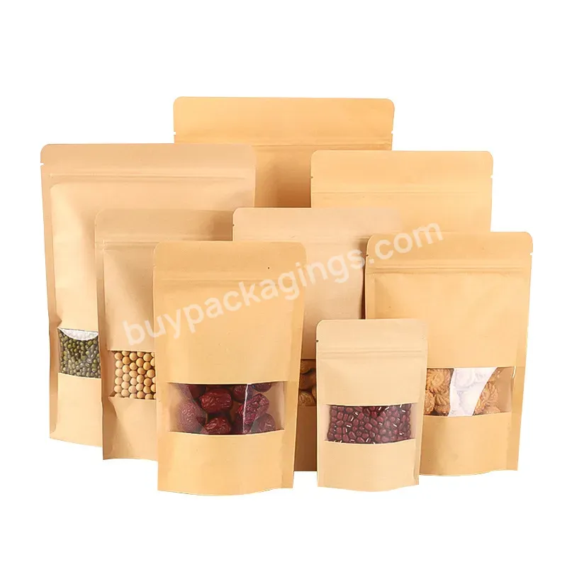 Wholesale Printed Kraft Paper Bag With Zip Lock Food Stand Up Pouches