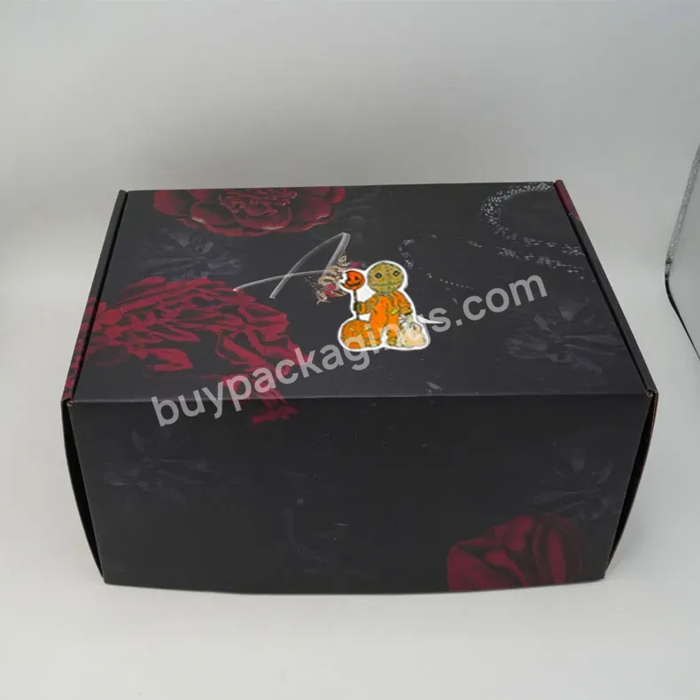 Wholesale Printed Logo Black Corrugated Paper Mailer Gift Box Halloween Makeup Box Packaging