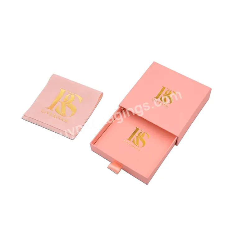 Wholesale Printed Paper Jewelry Box Custom Logo Factory Supply Cheap Drawer Slide Out Pink Jewelry Packaging Box
