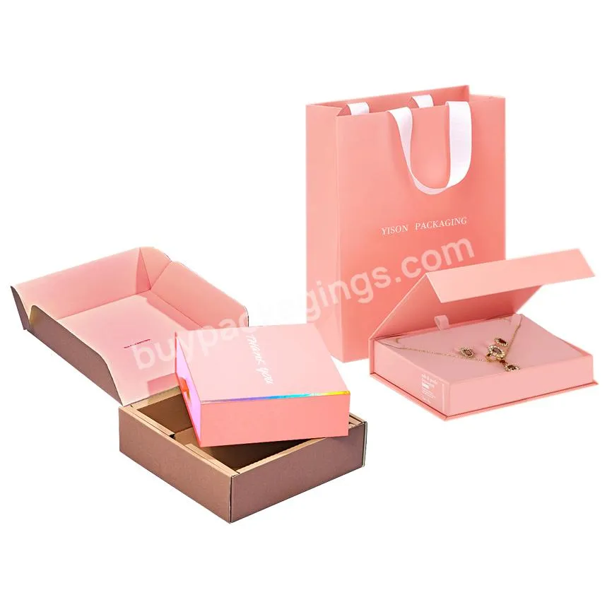 Wholesale Printing Luxury Paper Cardboard Custom Logo Creative Embalagens Para Joias Pink Jewelry Box Packaging With Logo