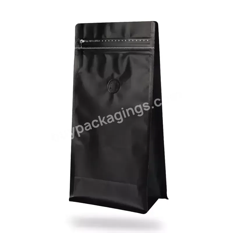 Wholesale Printing Of High-quality Matte Aluminum Foil Bag With Valve Aluminum Foil Flat Bottom Packaging Bag Coffee Bag