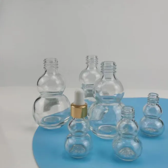 Wholesale Professional Factory Supplier Transparent Double Gourd 8ml 30ml 50ml Essential Oil Glass Bottle