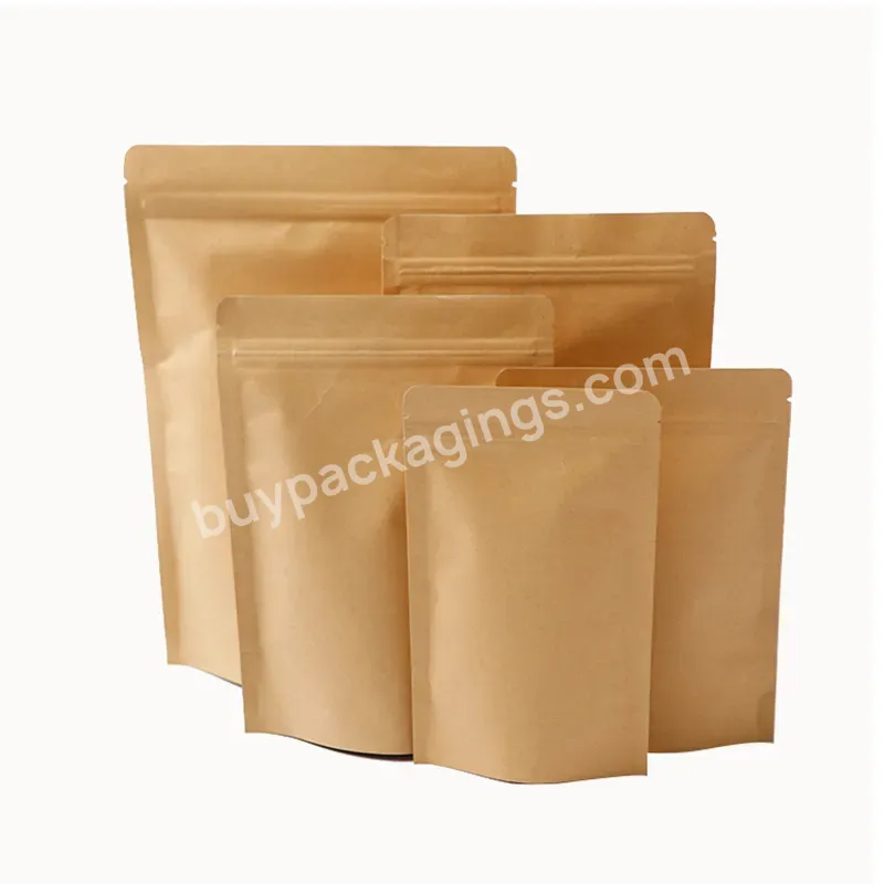 Wholesale Promotional Paper Bags Stock Size Brown Kraft Paper Bag Coating Foil Inside Smell Proof Tea Paper Bag