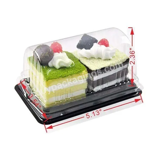 Wholesale Qatar Cup Cake Plastic Box 2 Hole Clamshell Transparent Plastic Square Mousse Cake Box