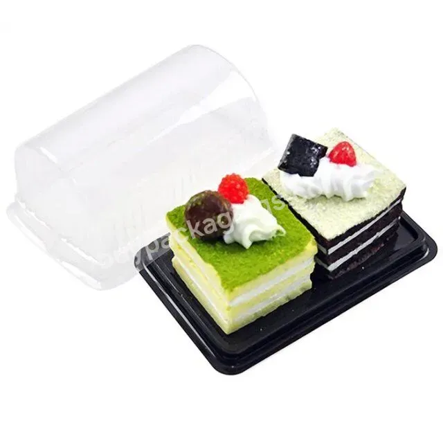 Wholesale Qatar Cup Cake Plastic Box 2 Hole Clamshell Transparent Plastic Square Mousse Cake Box