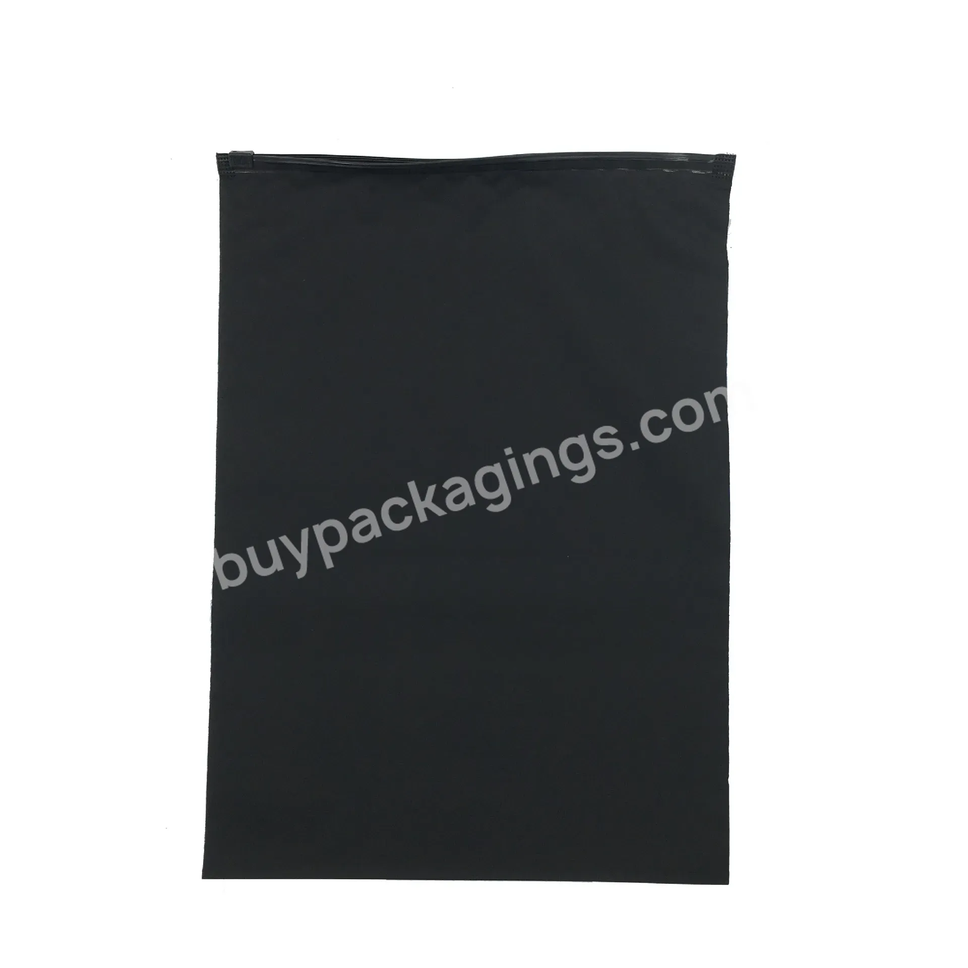Wholesale Reusable Custom Printed Logo Clothing Shirt Packaging Black Plastic Frosted Zipper Bag