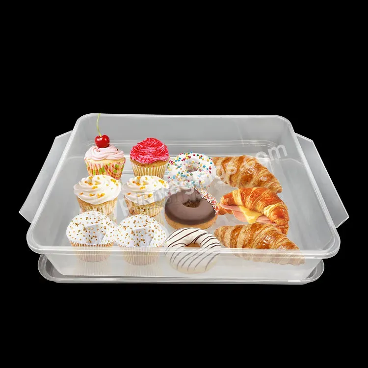 Wholesale Reusable Heavy Plastic Clear Mini Cake Storage Container Drawer With Lid For Cake Shop Packaging Tray