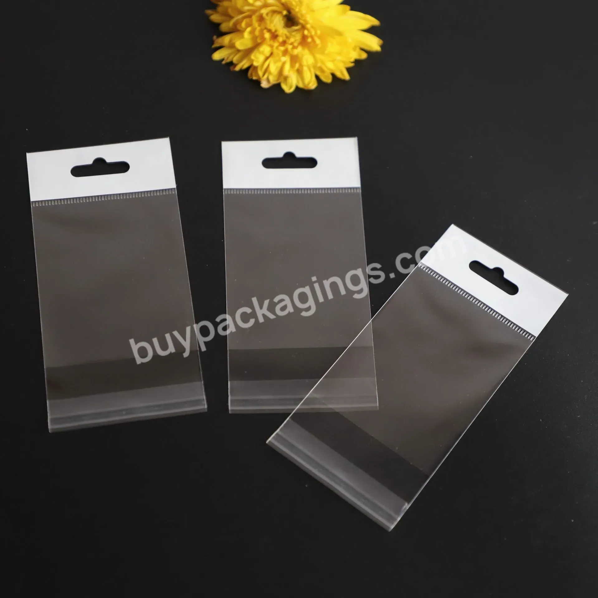 Wholesale Reusable Poly Plastic Packing Small Transparent Self Adhesive Opp Bag With Hanging Hole