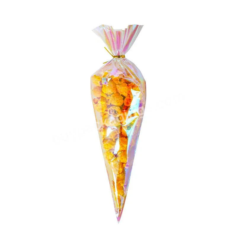 Wholesale Sale Waterproof Cellophane Printing Opp Triangle Plastic Opp Clear Candy Bag Cone Shaped Bags