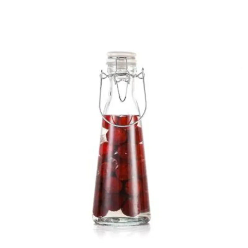 Wholesale Self - made Fruit Wine Container 50010001500 ml Clasped Clear Glass Bottle With Buckles Seal The Lid