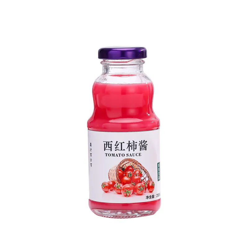 Wholesale Self-made Juice 250ml Fruit Vinegar Coffee and Tea Liquid Glass Beverage Bottle with Lid