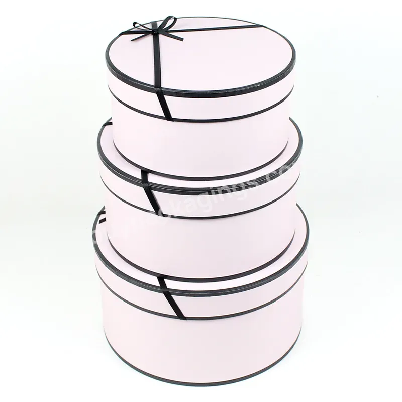 Wholesale Set Of 3pcs Round Cylindrical Paper Box Flower Gift Box With Decorated Ribbon Bowknot