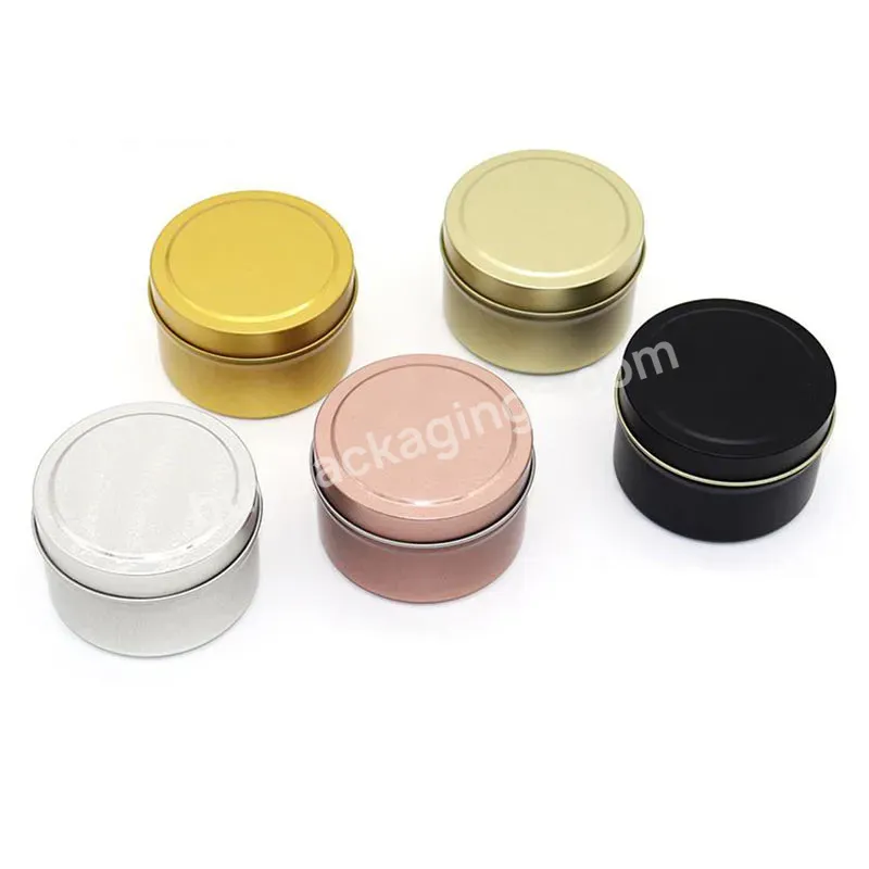 Wholesale Silver 4 Ounce Candle Tins Round Custom Metal Tins Can Box Packaging Candle Tin Jars Empty