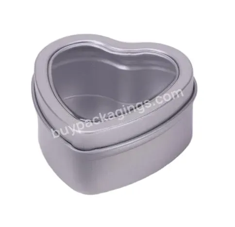 Wholesale Small Heart Shape Sweet Candy Storage Gift Metal Window Tin Box