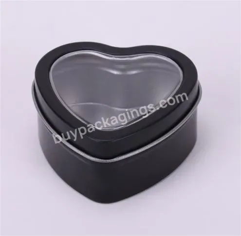 Wholesale Small Heart Shape Sweet Candy Storage Gift Metal Window Tin Box