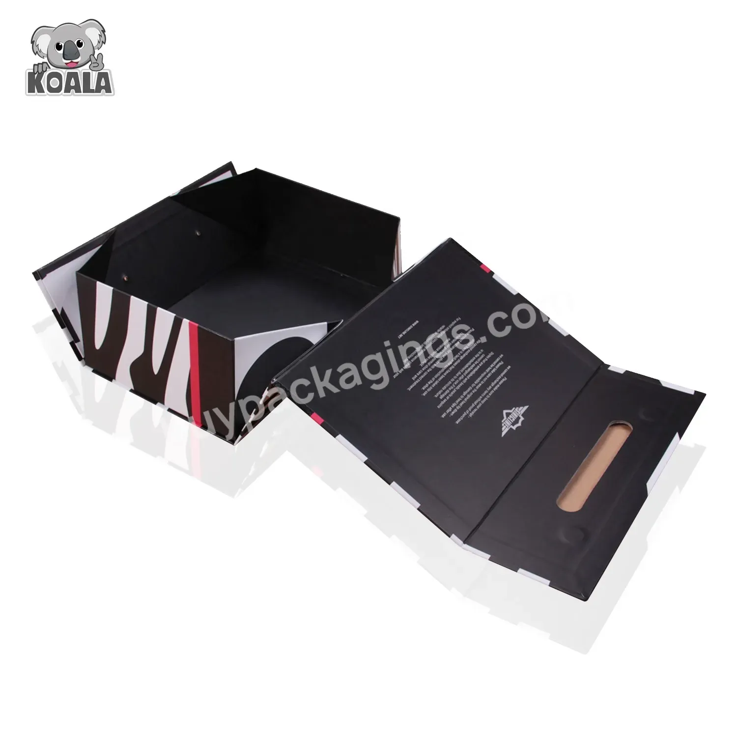 Wholesale Small Large Big High Quality 200mm X 200mm X 130mm Black Sneaker Shoe Folding Magnetic Box