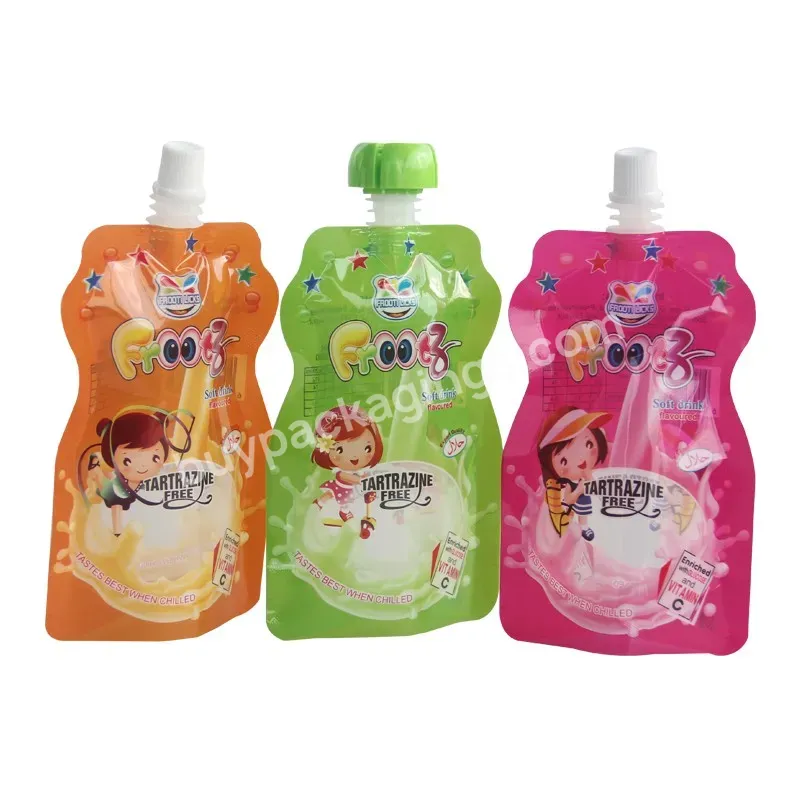 Wholesale Soft Food Grade Custom Printed Logo Aluminum Foil Plastic Drinks Juice Packing Stand Up Pouch Spout Bag