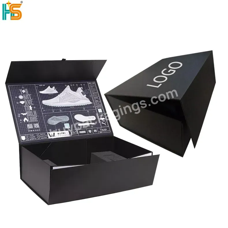 Wholesale Sport Shoe Paper Packaging Box Folding Magnet Custom Large Logo Luxury Printed Cardboard Foldable Shoe Box