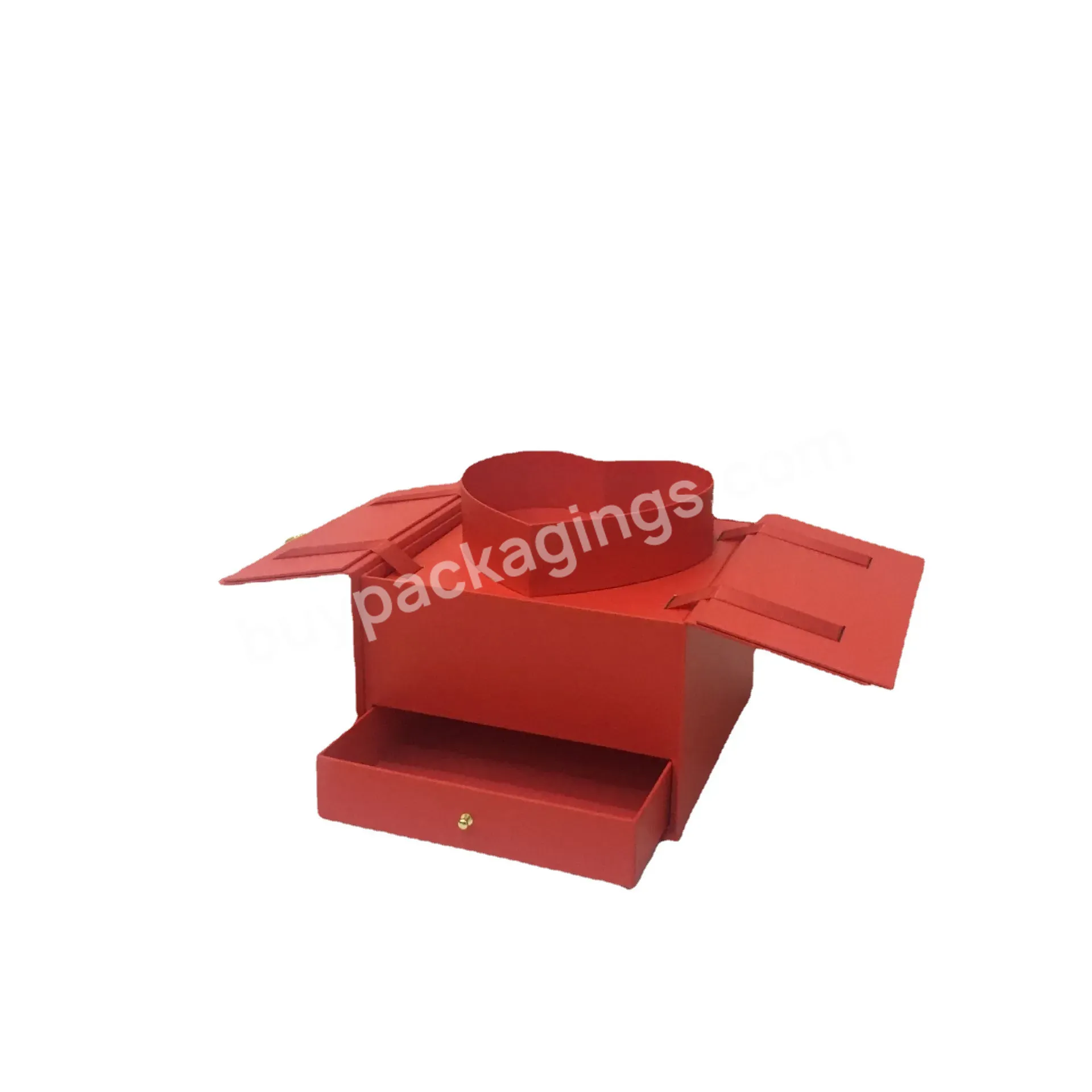 Wholesale Square Box Flower Packing For Flower Rose With Drawer Square Flower Box