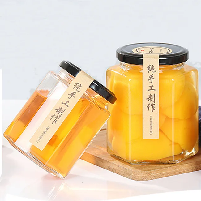 Wholesale square honey glass bottle sealed jar pickles bottle 200ml pear paste bottle