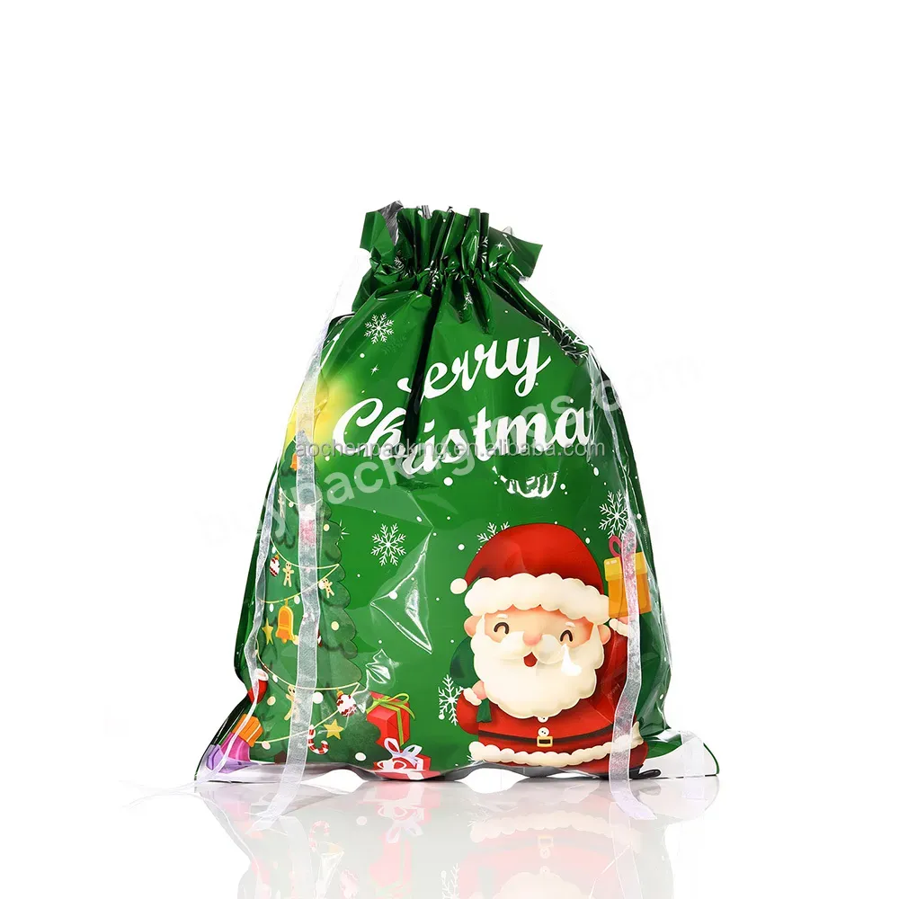 Wholesale Stock Plastic Packaging Xmas Product Christmas Gift Bag Personalized Santa Sacks