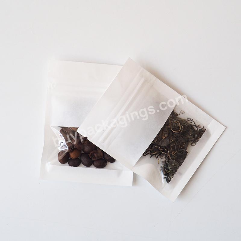 Wholesale Tea Packaging Bags Heat Seal Kraft Paper Zipper Pouch With Window