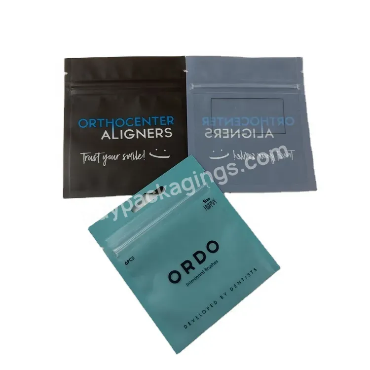 Wholesale Teeth Clear Aligners Pouch With One Side Transparent Reusable Clear Ziplock Mylar Packaging Zipper Flat Aligner Bags