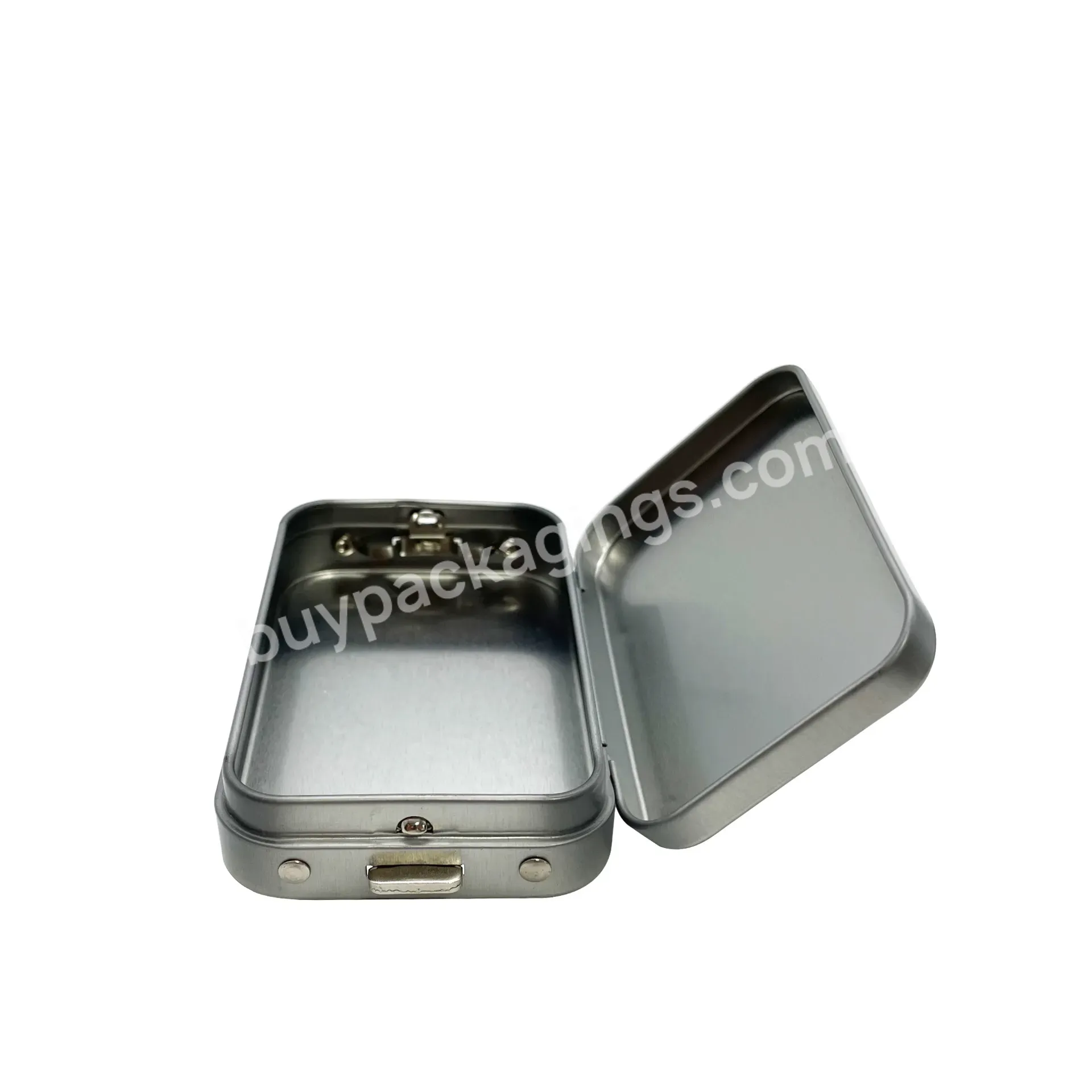 Wholesale Tinplate Square Tin Can Resistant Metal Container Metal Box Child Safety Lock For Candy Pill Powder