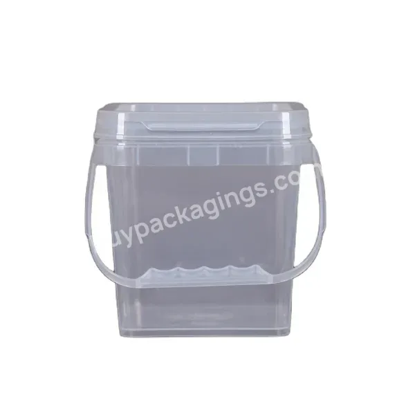 Wholesale Transparent Clear 2.5 Liter Square Plastic Bucket,Lid,Handle