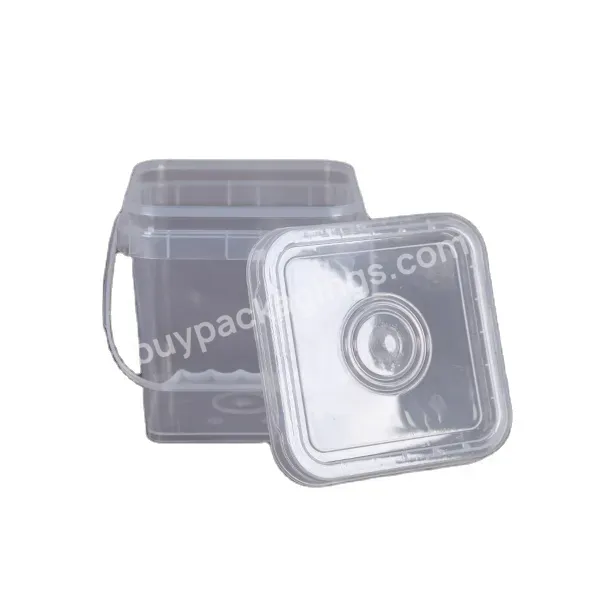 Wholesale Transparent Clear 2.5 Liter Square Plastic Bucket,Lid,Handle