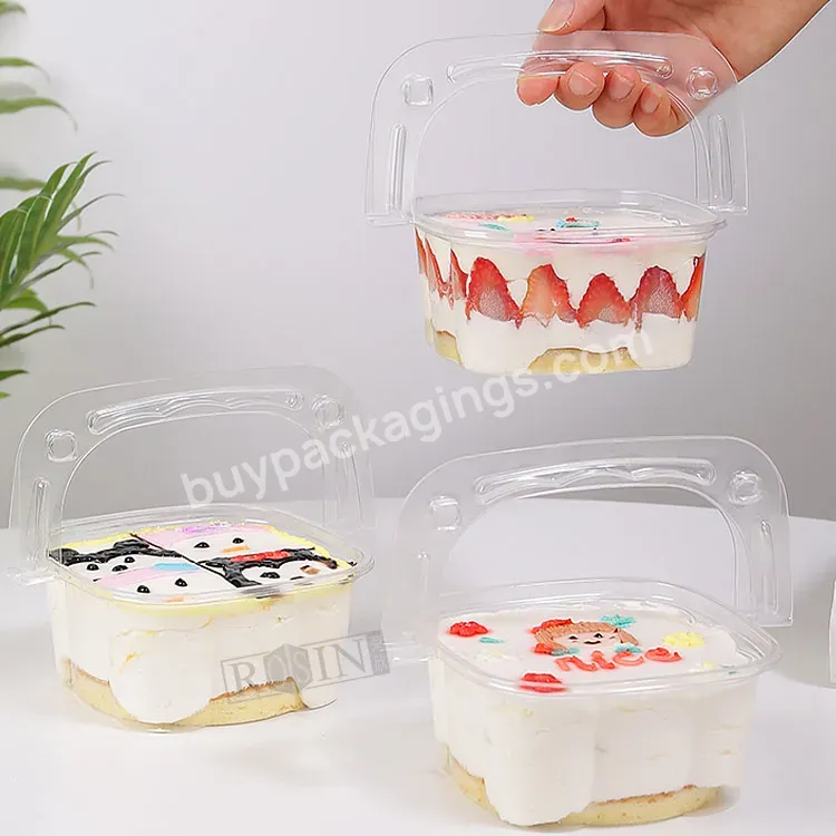 Wholesale Transparent Plastic Pvc Gift Box Portable Flower Basket Mousse Cake Take Away Box Candy Packaging Box With Handle