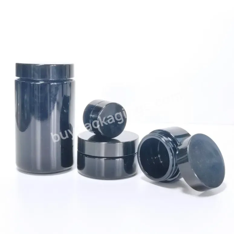 Wholesale Uv Dark Violet Glass Jar Black Glass Jars Containers For Cosmetic Packing - Buy Black Violet Glass Jars,Dark Violet Jar,Uv Violet Jar.