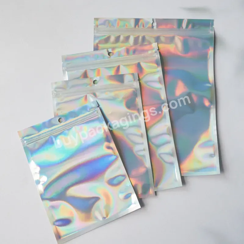 Wholesale Waterproof Holographic Zip Plastic Clear Packaging Zipper Bag For Pet Toys