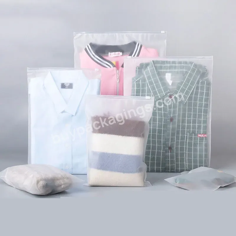 Wholesale Waterproof Zipper Resealable Clothes Packaging Frosted Plastic Ziplock Bag
