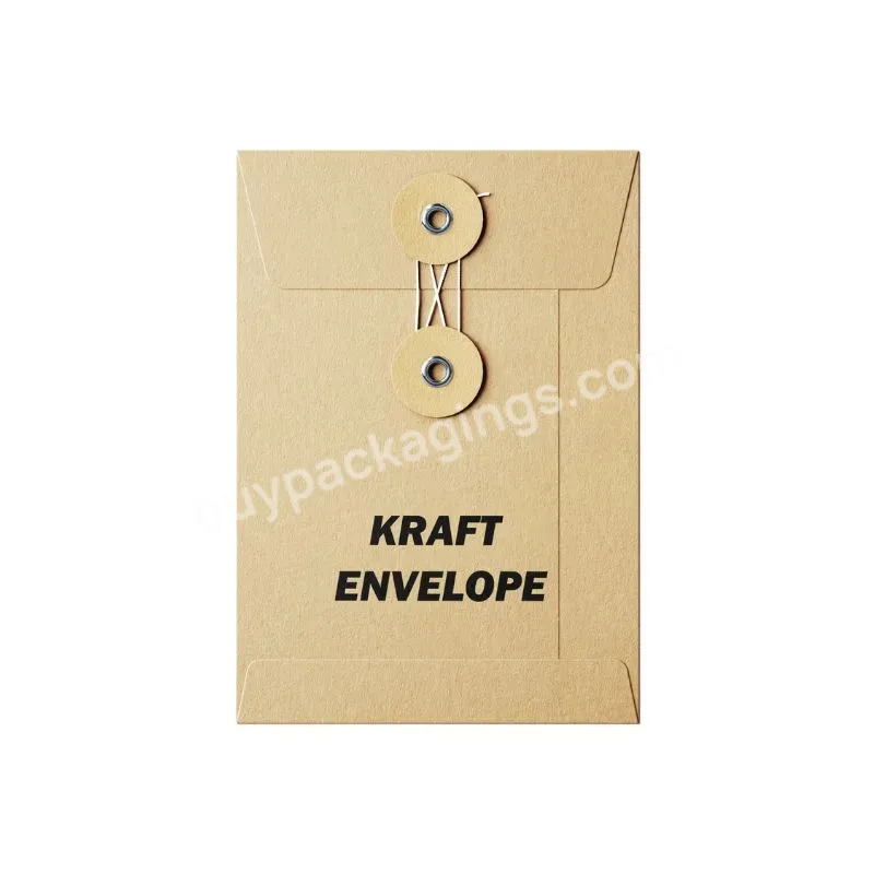 Wholesale Wedding Kraft Tie Shipping Packaging Paper Envelop With Button String Closure