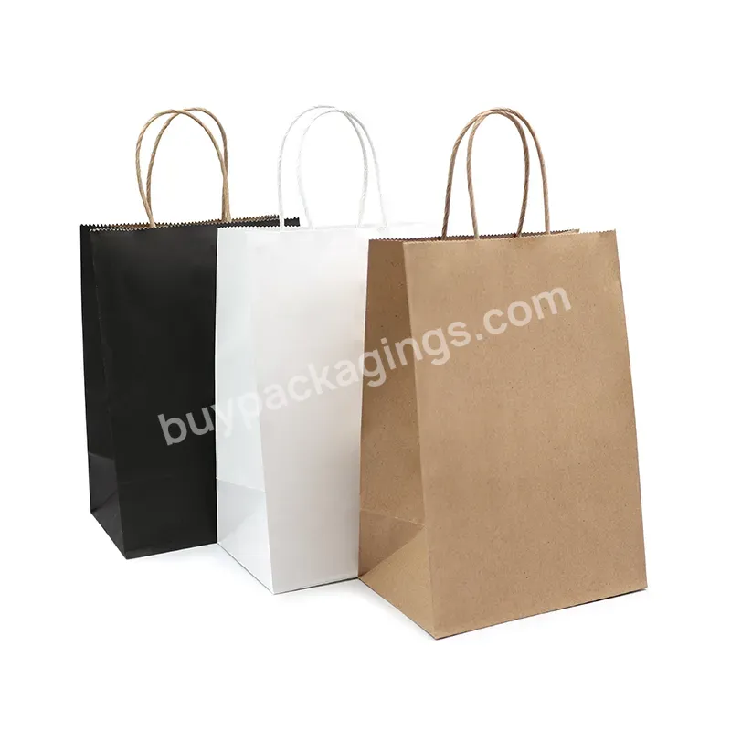 Wholesale White Brown Craft Food Packaging Takeaway Paper Packing Bags With Your Own Logo