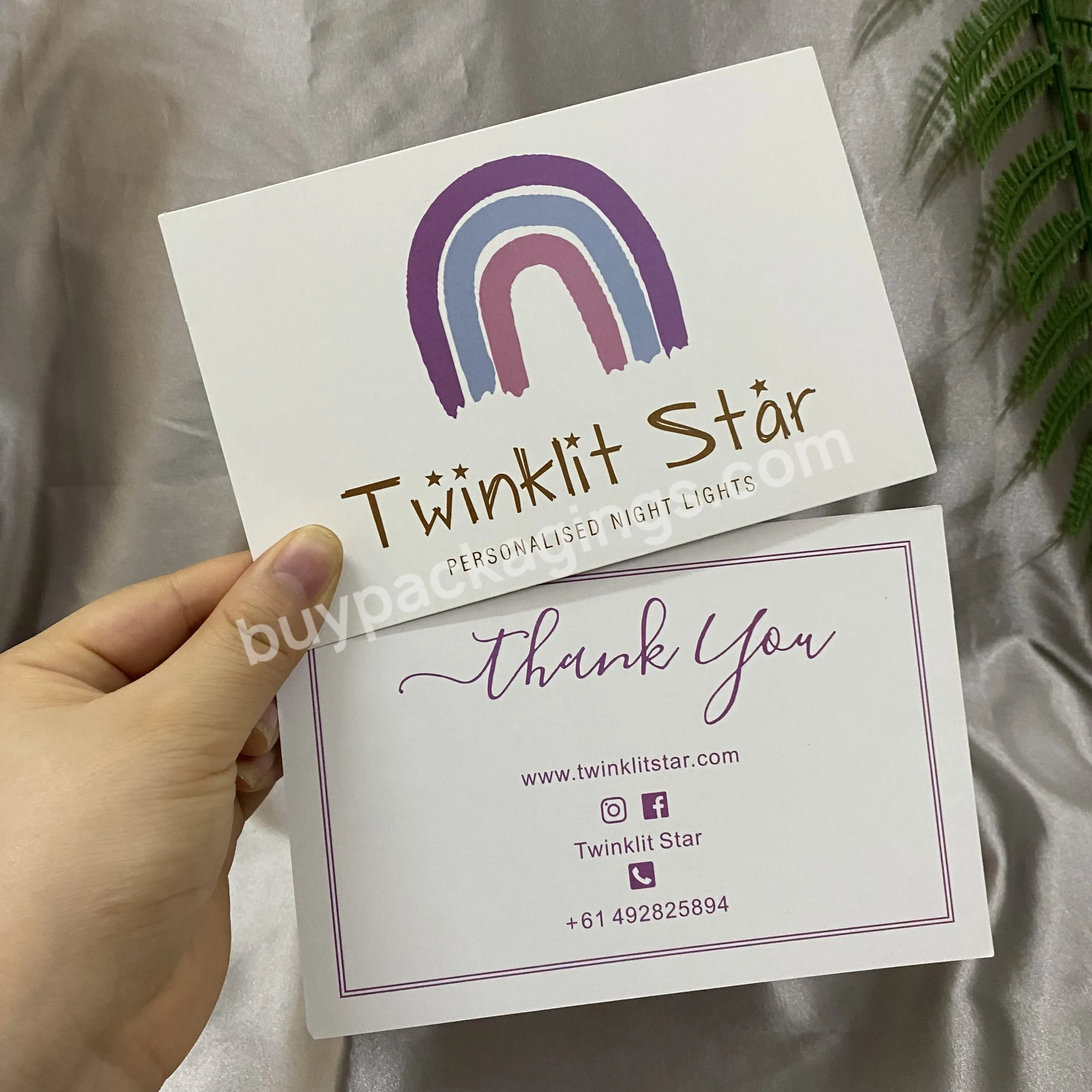 Wholesale White Card Stock Logo Printing Thank You For Your Order Paper Cards