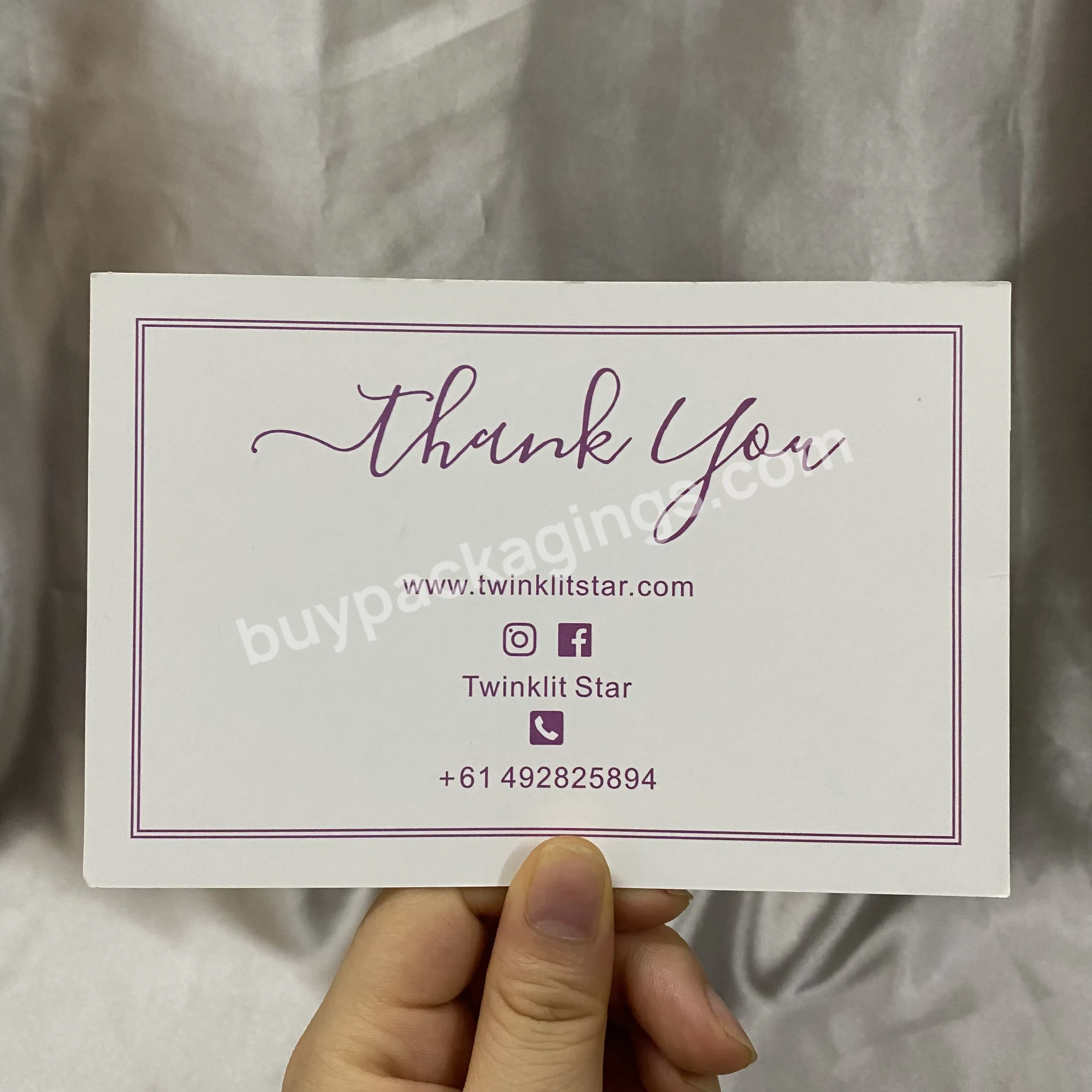 Wholesale White Card Stock Logo Printing Thank You For Your Order Paper Cards