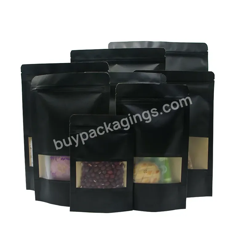 Wholesale White Kraft Paper Stand Up Pouch Reusable Ziplock Food Packaging Nut Doypack Pouches Bags With Transparent Window