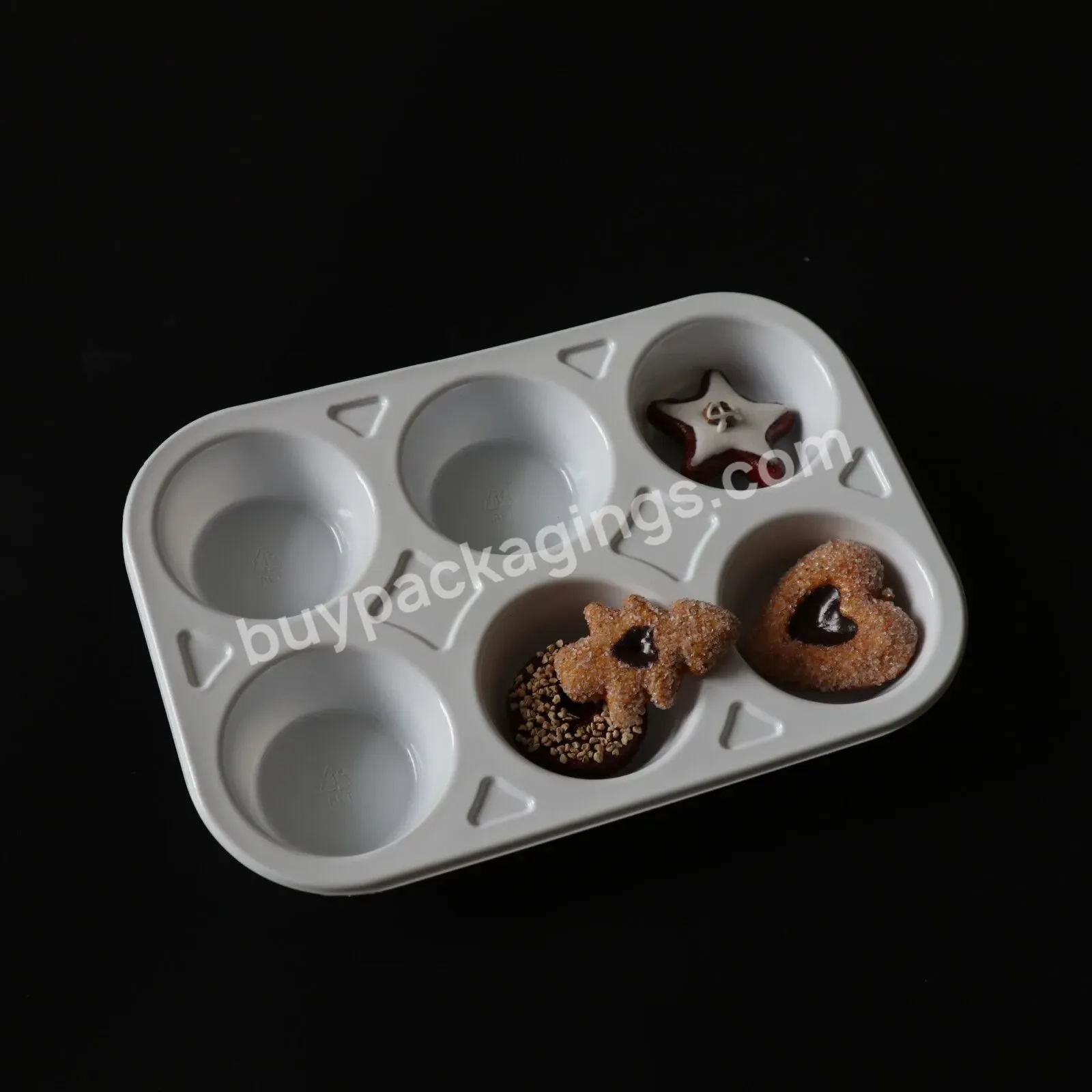 Wholesale White Plastic Disposable 6 Compartment Mochi Biscuit Chocolate Insert Tray