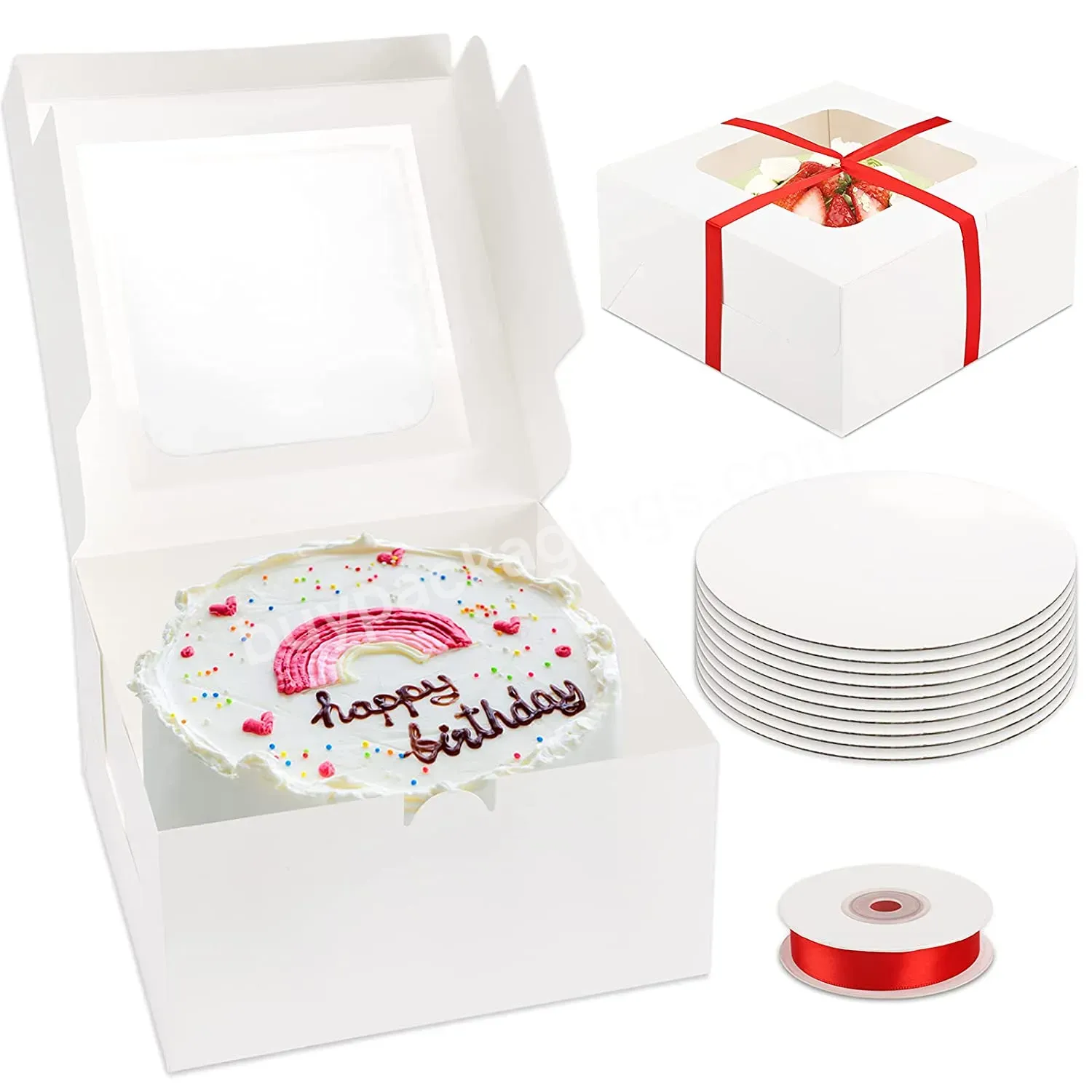 Wholesale White Square Cake Box Recyclable Paper Packaging Wedding Birthday Party Exquisite Cake Box