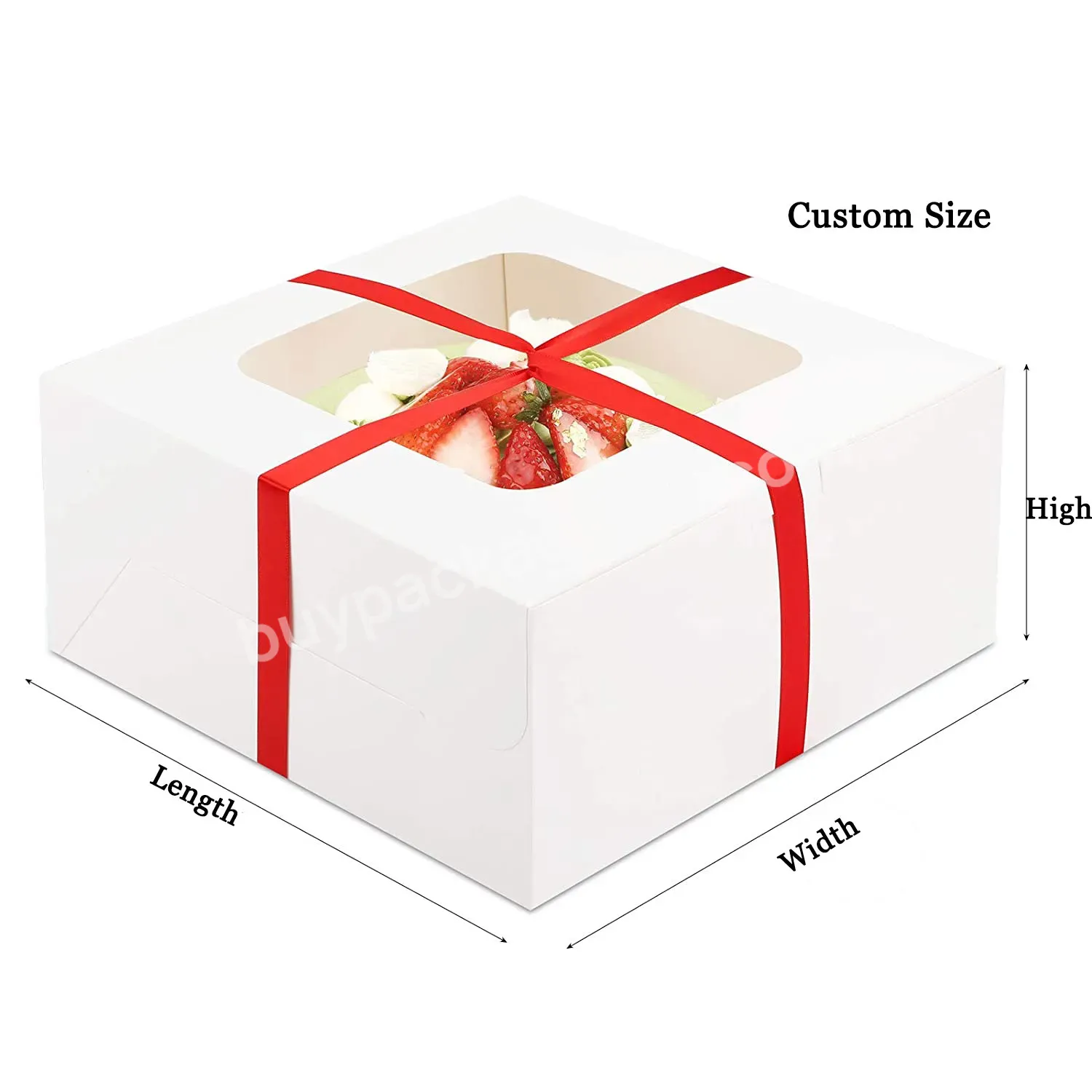 Wholesale White Square Cake Box Recyclable Paper Packaging Wedding Birthday Party Exquisite Cake Box