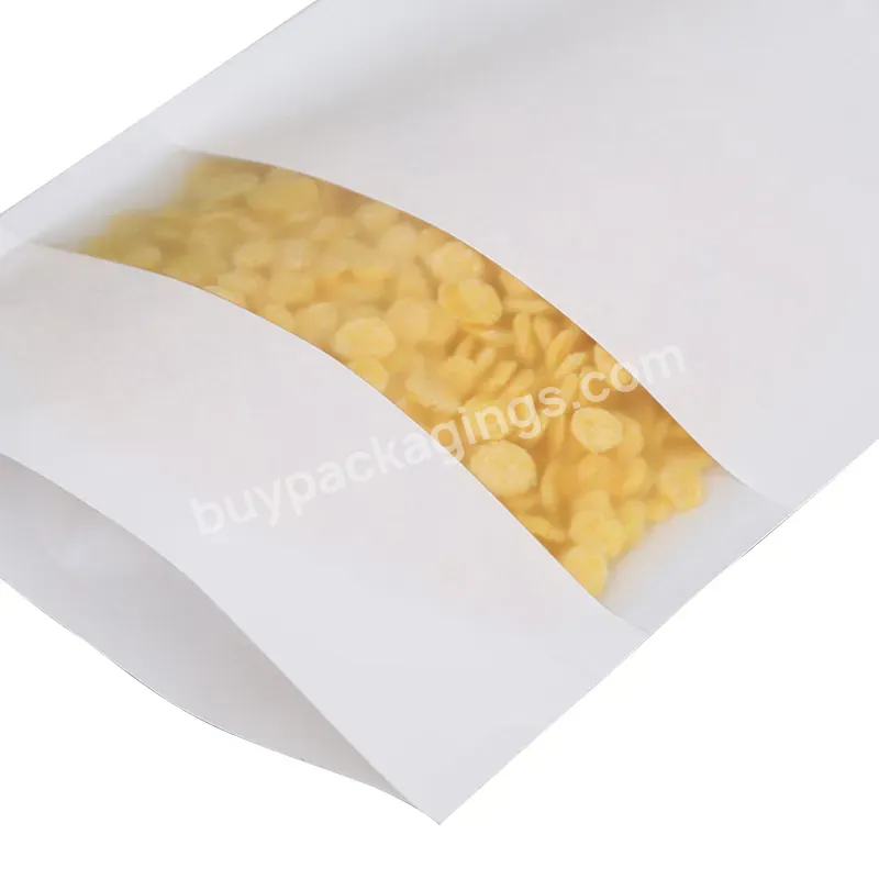 Wholesale White Thick Kraft Paper Self-service Zipper Bags,Dried Fruit Tea Packaging Bags