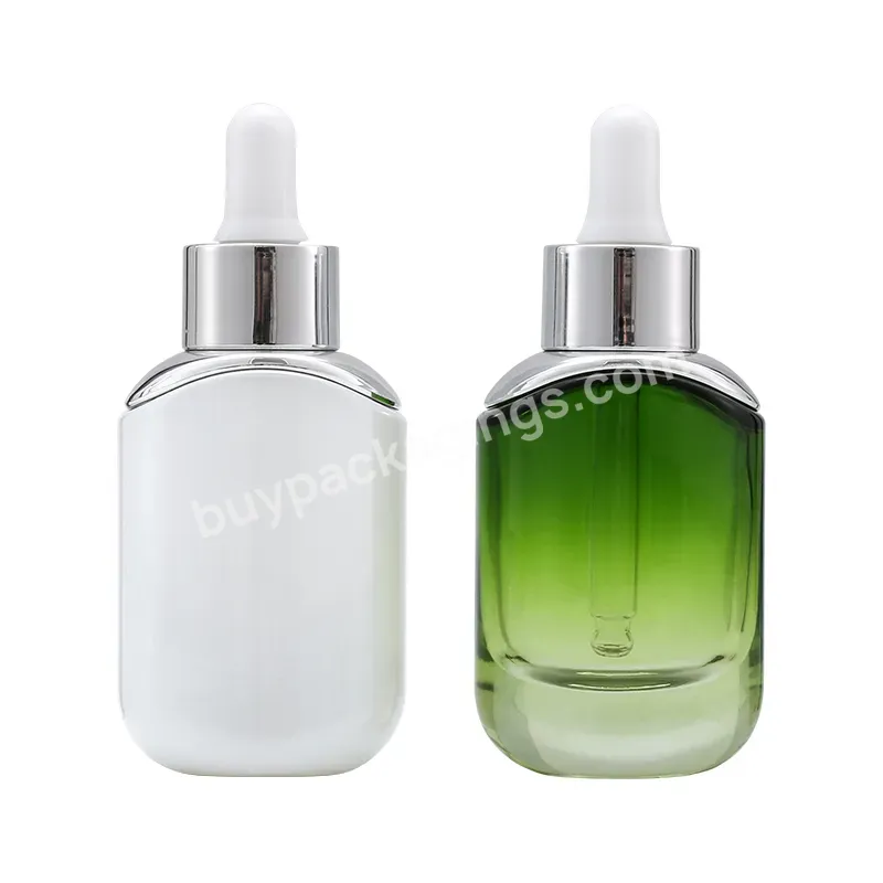 Wholesale White/green Cosmetic Glass Dropper Bottle 30ml For Glass Dropper For Cosmetic Essential Oil Bottle