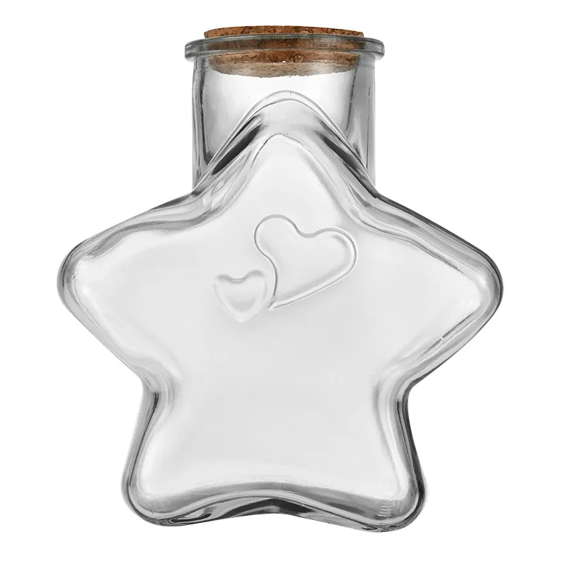 Wholesale Wishing Bottle Five-pointed Star DIY Wooden Plug Decorative Ornaments Small Mouth Glass Bottle