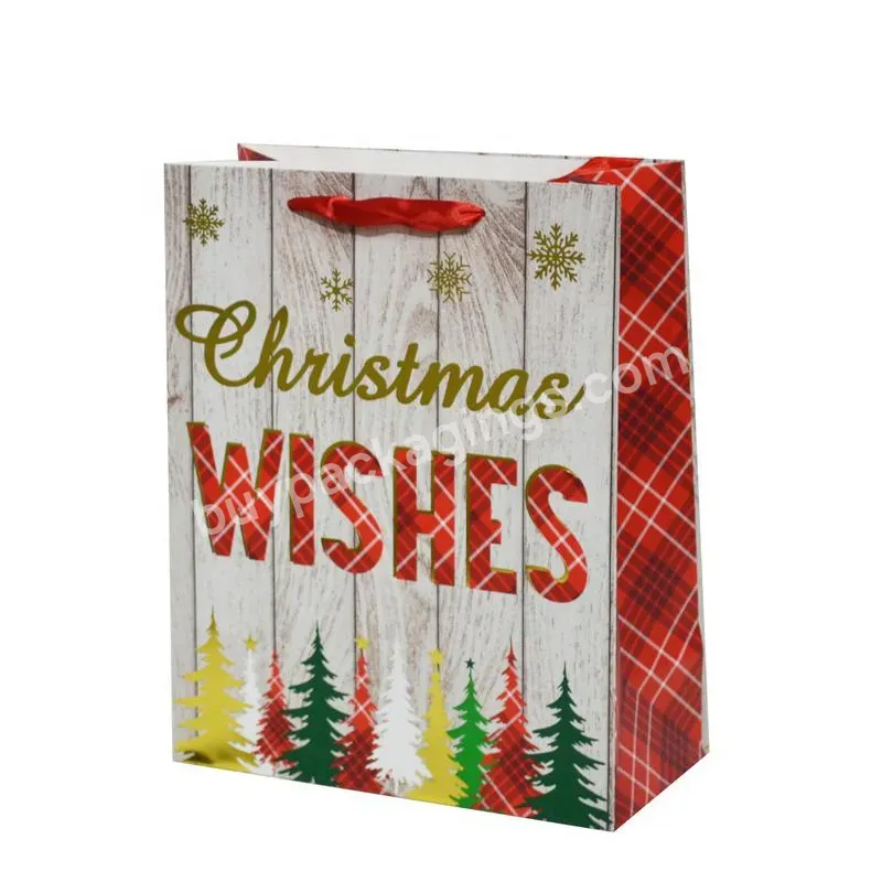 Wholesaler Custom Printed Logo Paper Bags Packaging Beautiful Christmas Drawstring Gift Bags