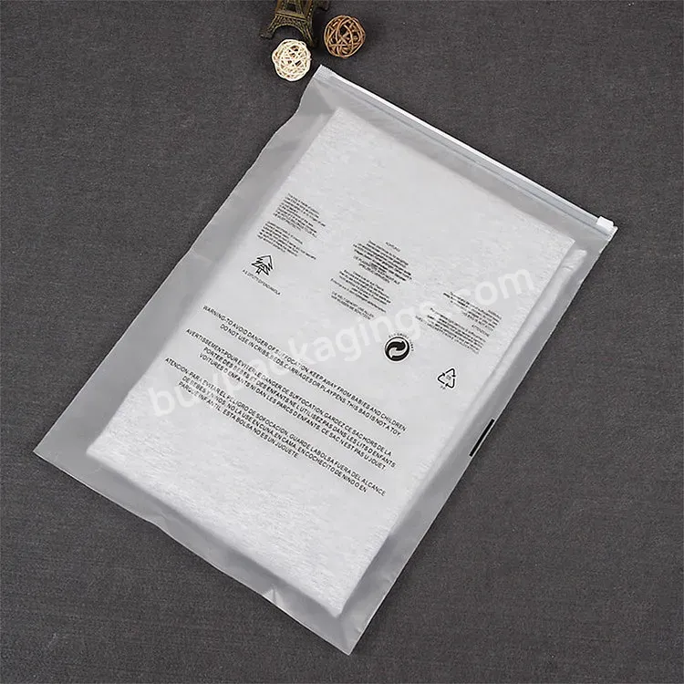 Wholesales Custom Printed With Logo Frosted Transparent Plastic Packing Zipper Bag For Clothing