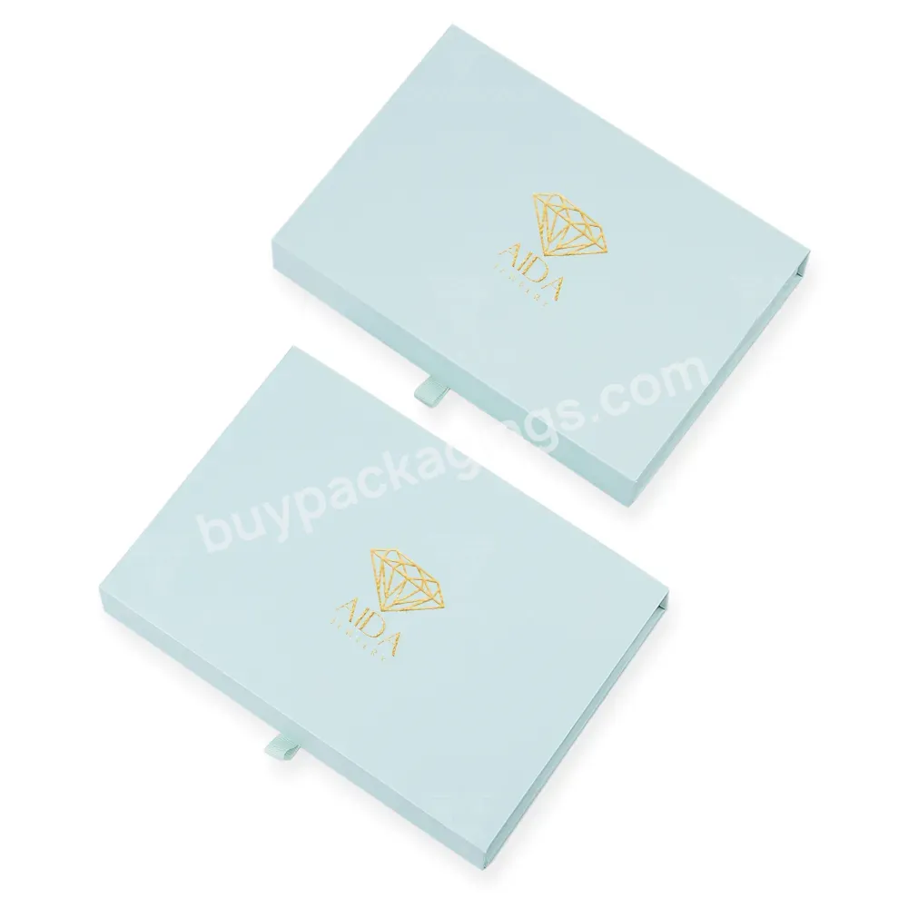 Wholesales Hot Sale Blue Book Shape Magnet Paper Necklace Jewelry Gift Box With Logo