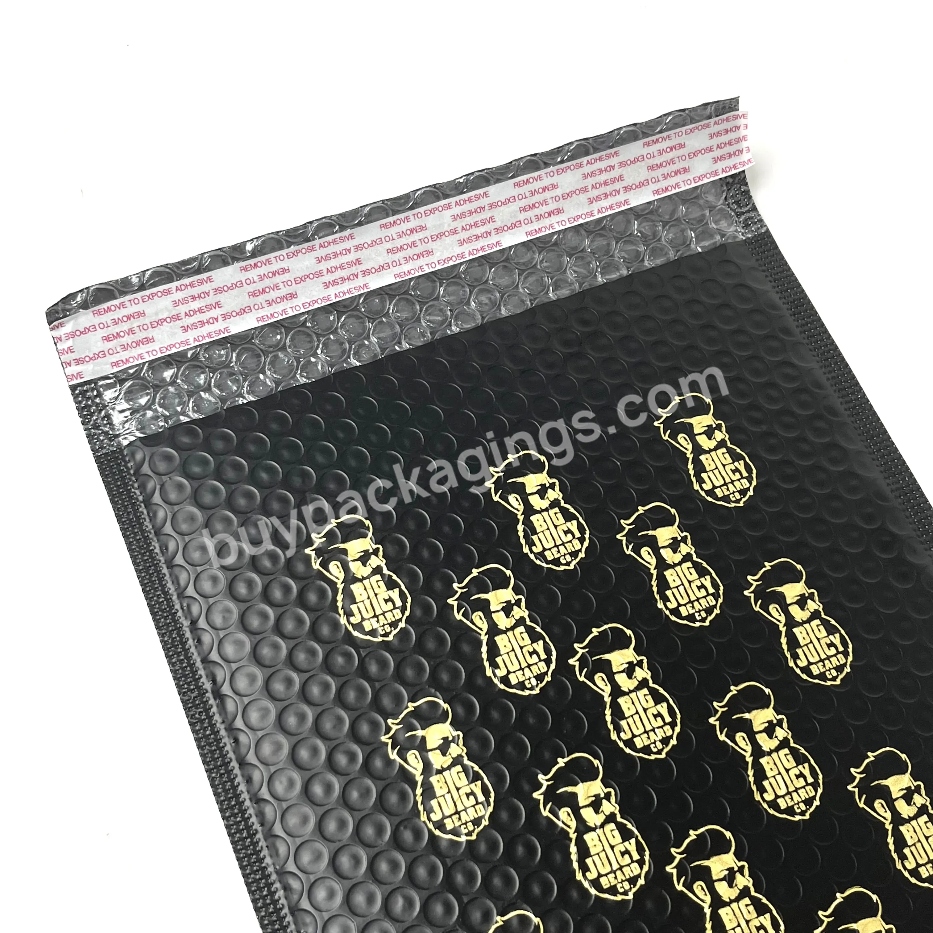 Wholesales Plastic Golden Logo Printing Black Self-sealing Bubble Envelopes Mailer Bags